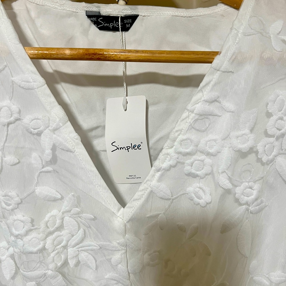 White beautiful long dress embroidered